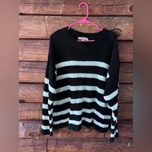 Love change size 2x Black & White Striped Crewneck Sweater
